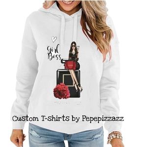 GIRL BOSS HOODIES Fashionista girl boss. Cozy sweatshirt. Handmade